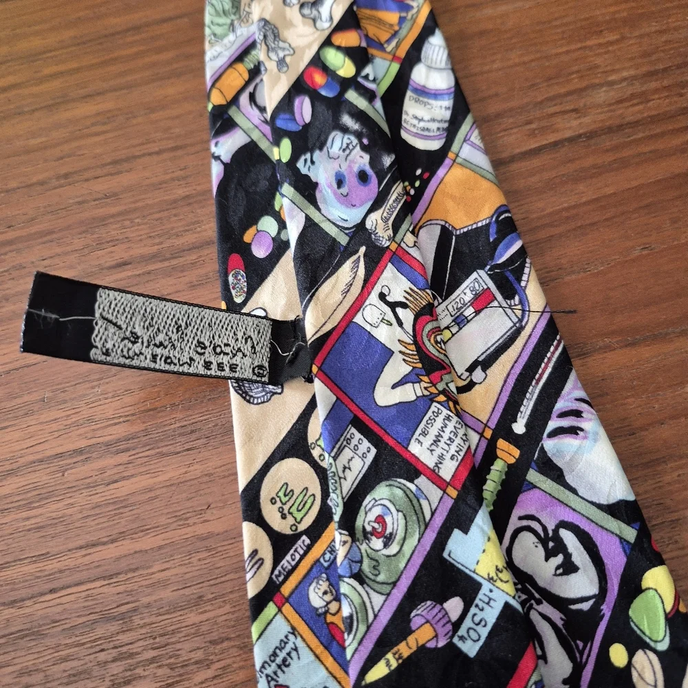Vintage 90s Nicole Miller Medical Theme Tie